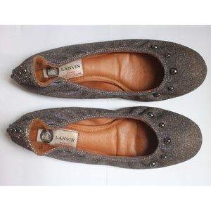 LANVIN flats 37 7 metallic gold
